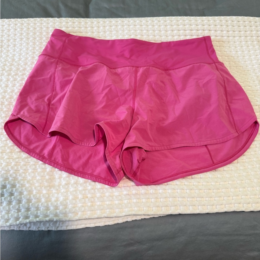 lululemon pink speed up shorts